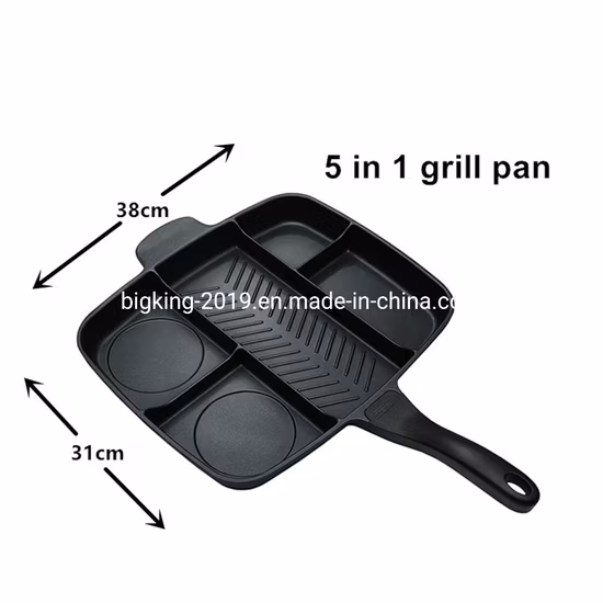 Multi Section 5 in 1 Non Stick Cast Iron Master Grill Pan